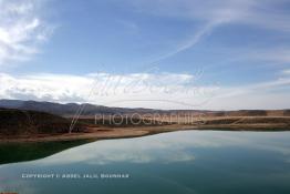 Image du Maroc Professionnelle de  Le barrage Laghrasse "dit barrage Hassan II", il se situe à 50 km au sud est de Taourirte au nord du Maroc, Samedi 10 Février 2006, ce barrage fournit en eau potable  le barrage Mohammed V qui sert de lien pour Machraa Hammadi,  ce dernier permet l'approvisionnement des centre de Taourirte et El Aïoun Sidi Mellouk. (Photo / Abdeljalil Bounhar) 